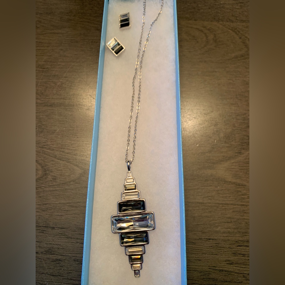 Touchstone Crystal by Swarovski Cyclone necklace and matching earrings